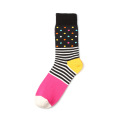 Design à points rayés mignon coton mode coloré femme drôle femme personnalisée en gros chaussettes heureuses